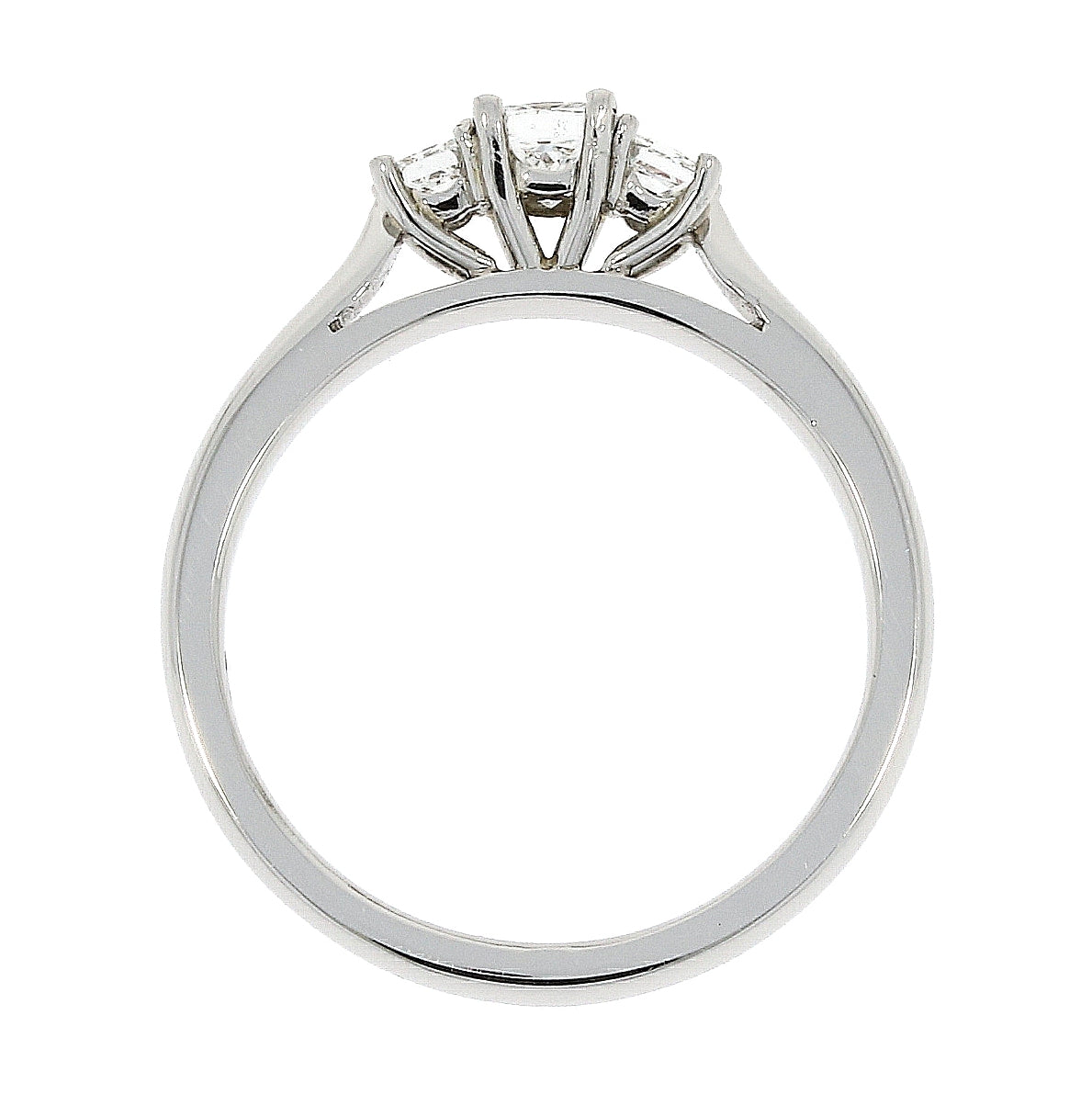 Platinum Three Stone Graduated Princess Cut Diamond Claw Set Trilogy Ring