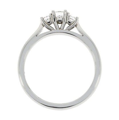 Platinum Three Stone Graduated Princess Cut Diamond Claw Set Trilogy Ring