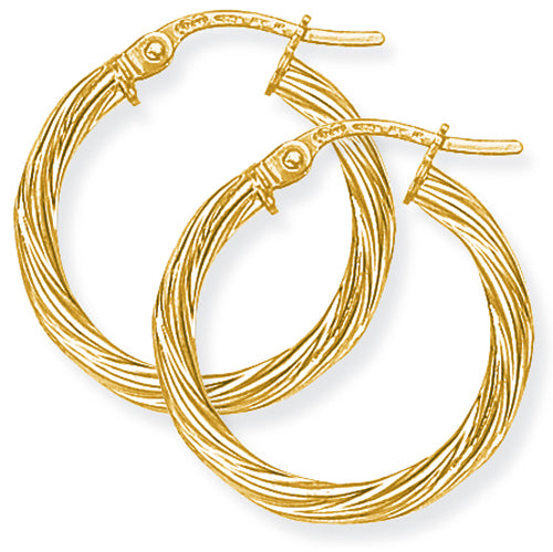 9ct Yellow Gold Twist Hoop Earrings
