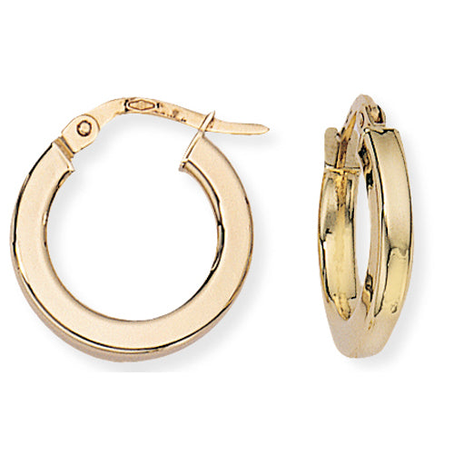 9ct Gold Square Tube Hoop Earrings