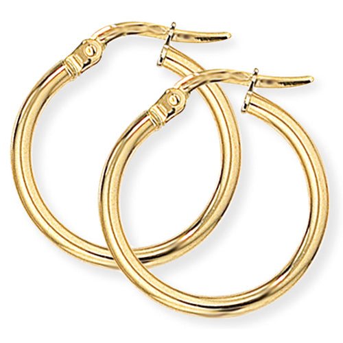 9ct Gold Plain Polished Hoop Earrings