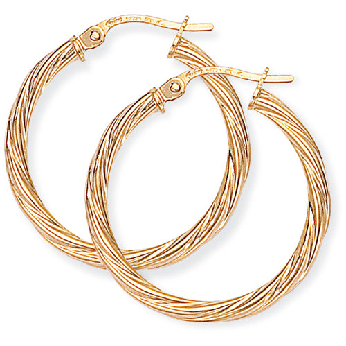 9ct Yellow Gold Twist Hoop Earrings