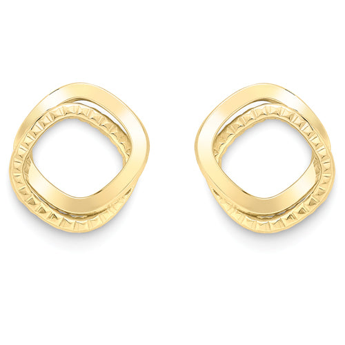 9ct Yellow Gold Interlinked Square Stud Earrings