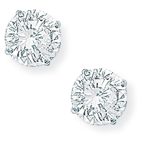 9ct White Gold 4 Claw Set 6mm Cubic Zirconia Stud Earrings