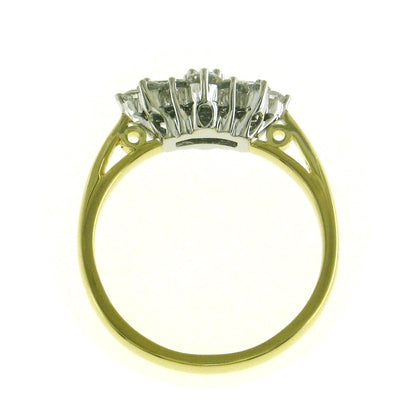 18ct Yellow & White Gold Baguette & Brilliant Cut Diamond Set Cluster Ring