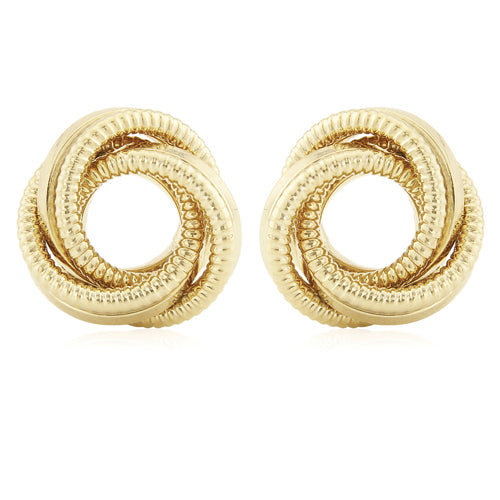 9ct Gold Beaded Edge Knot Stud Earrings