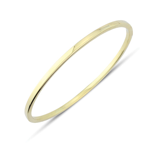 9ct Gold Oval Square Edge Hinged Bangle
