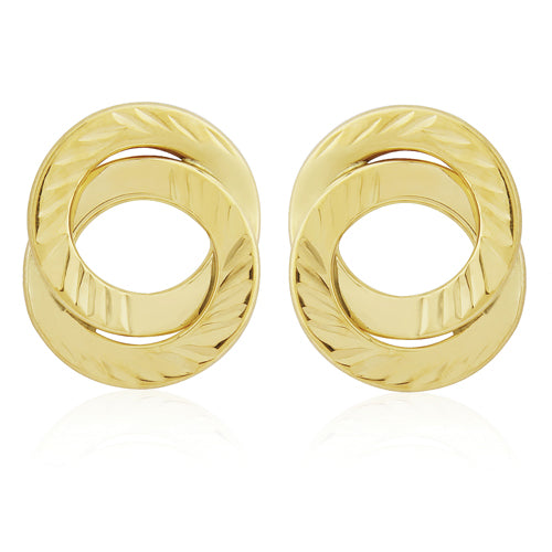 9ct Yellow Gold Interlinked Circle Stud Earrings