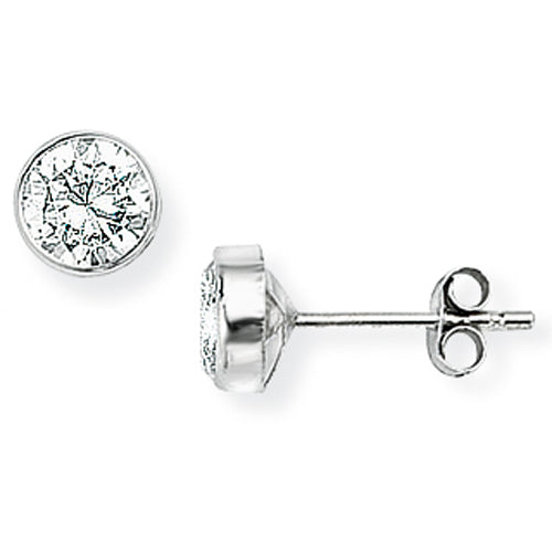 9ct White Gold Rubover Set 5mm Cubic Zirconia Stud Earrings