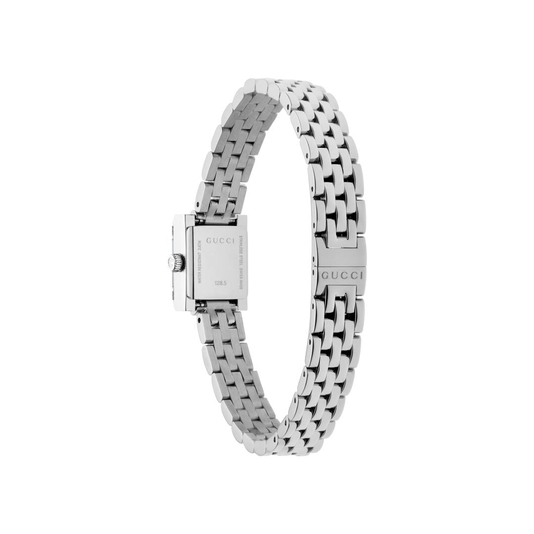 Gucci G-Frame Black Diamond Set Dial Stainless Steel Womens Quartz Watch YA128507