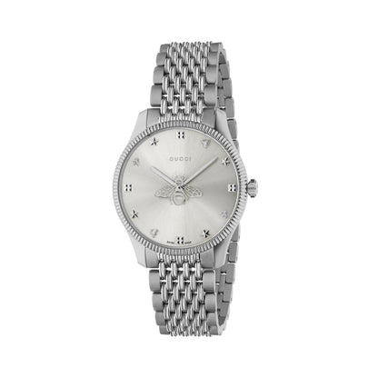 Gucci G-Timeless Silver Dial Slim Bee Stainless Steel Unisex Quartz Watch YA1264153