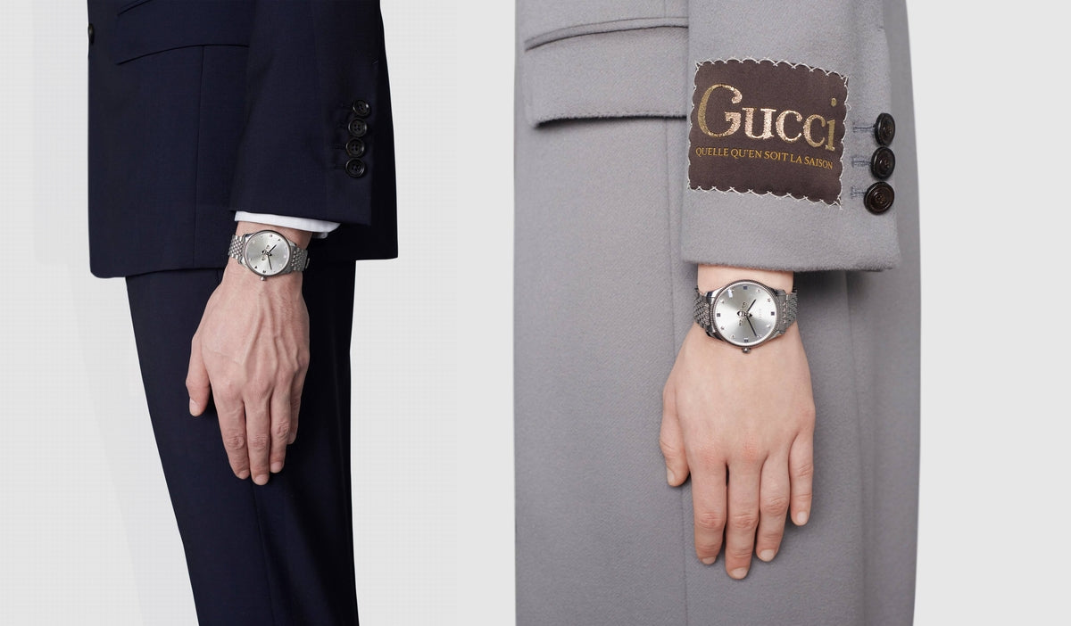 Gucci G-Timeless Silver Dial Slim Bee Stainless Steel Unisex Quartz Watch YA1264153