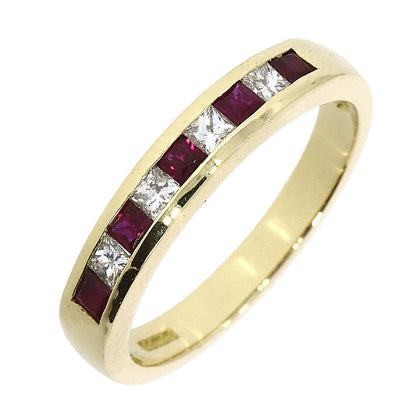 18ct Gold Princess Cut Ruby & Diamond Channel Set Half Eternity Ring