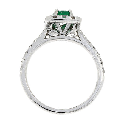 18ct White Gold Emerald & Diamond Set Cluster Ring