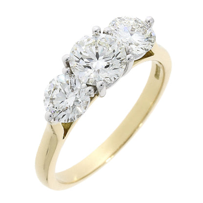 18ct Gold Three Stone Graduated Diamond 1.51ct Claw Set Trilogy Ring