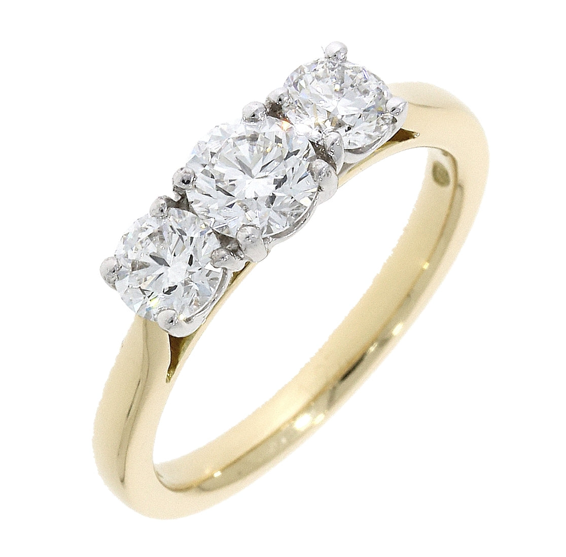 18ct Gold Three Stone Graduated Diamond 1.23ct Claw Set Trilogy Ring