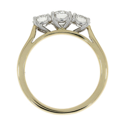 18ct Gold Three Stone Graduated Diamond 1.23ct Claw Set Trilogy Ring