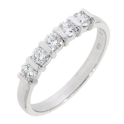 Platinum Bar Set Diamond 0.60ct Five Stone Half Eternity Ring