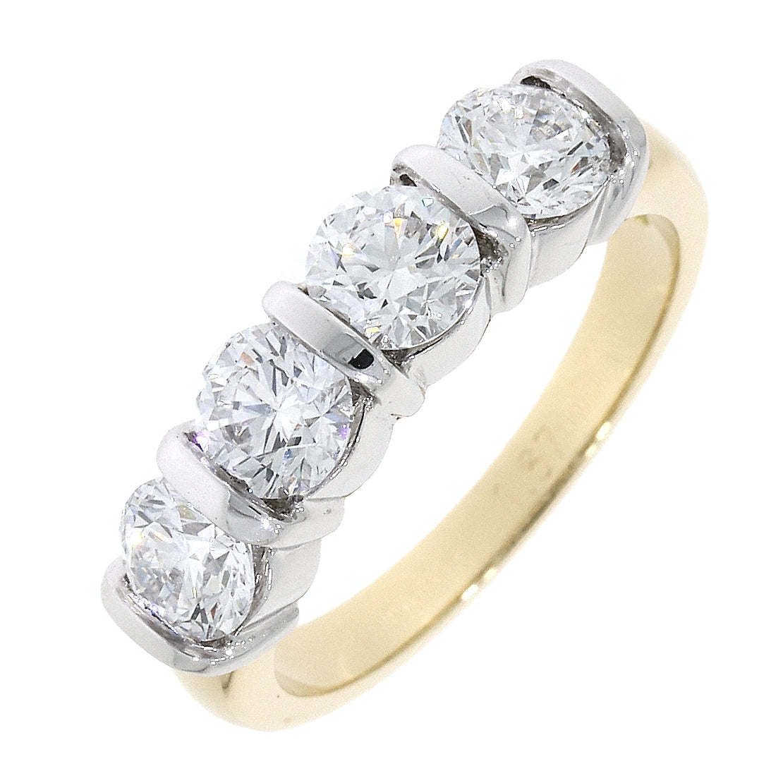 18ct Gold Bar Set Diamond 1.67ct Four Stone Half Eternity Ring