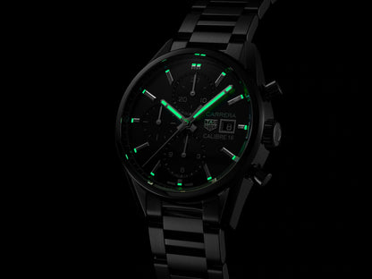 TAG Heuer Carrera Calibre 16 Black Dial Stainless Steel Mens Chronograph Watch CBK2110.BA0715