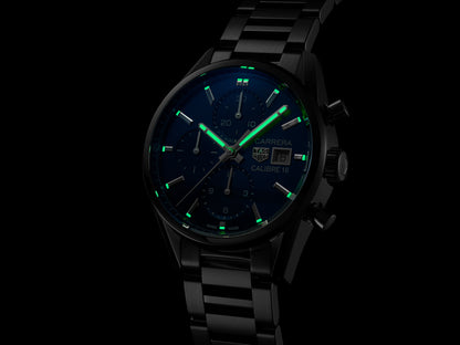 TAG Heuer Carrera Calibre 16 Blue Dial Stainless Steel Mens Chronograph Watch CBK2112.BA0715