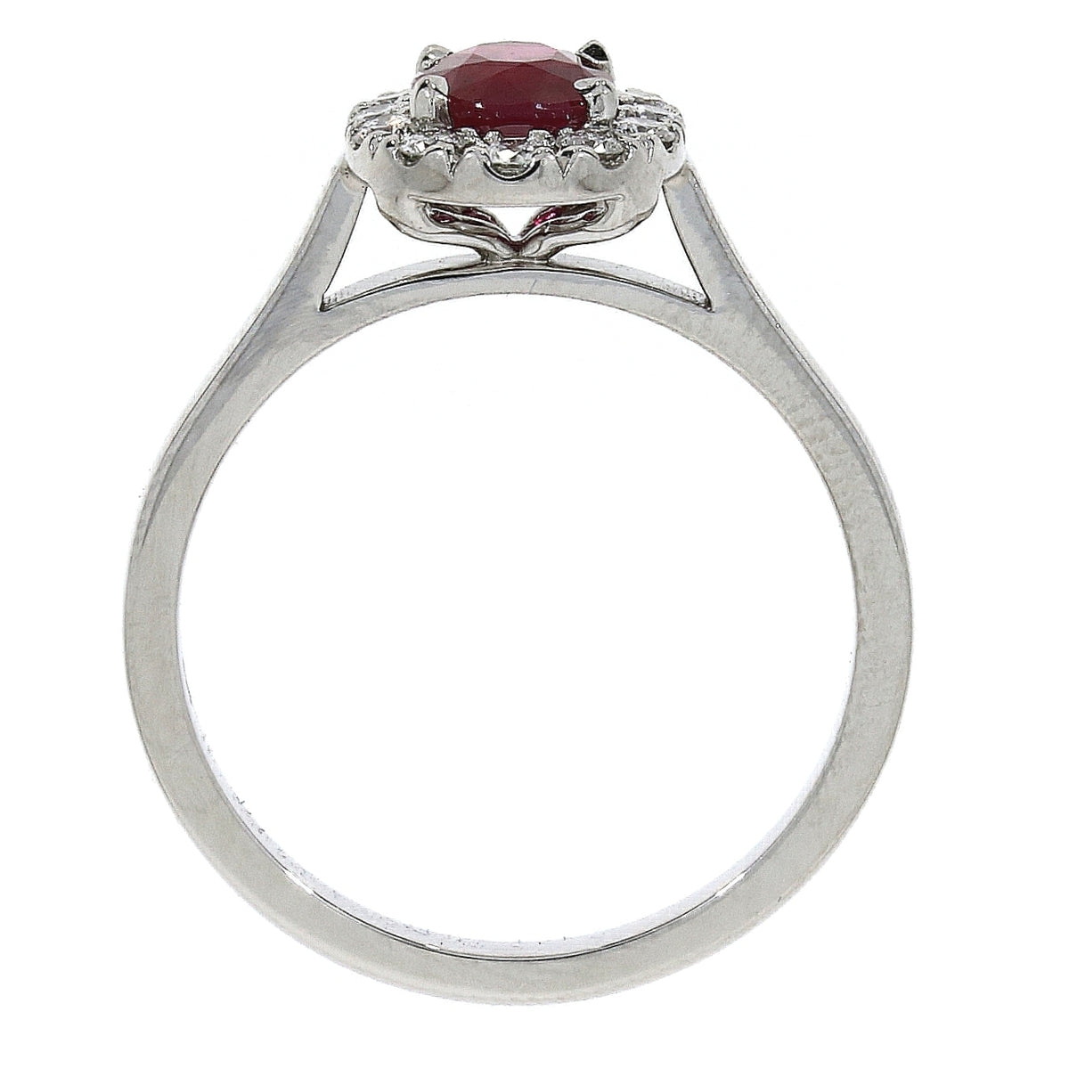 Platinum Oval Ruby & Diamond Set Cluster Ring