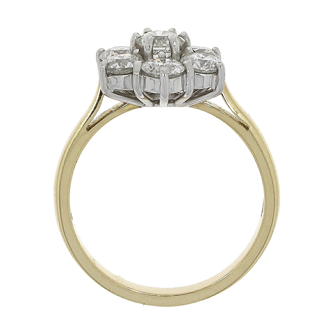 18ct Yellow & White Gold Seven Stone 1.31ct Diamond Set Cluster Ring