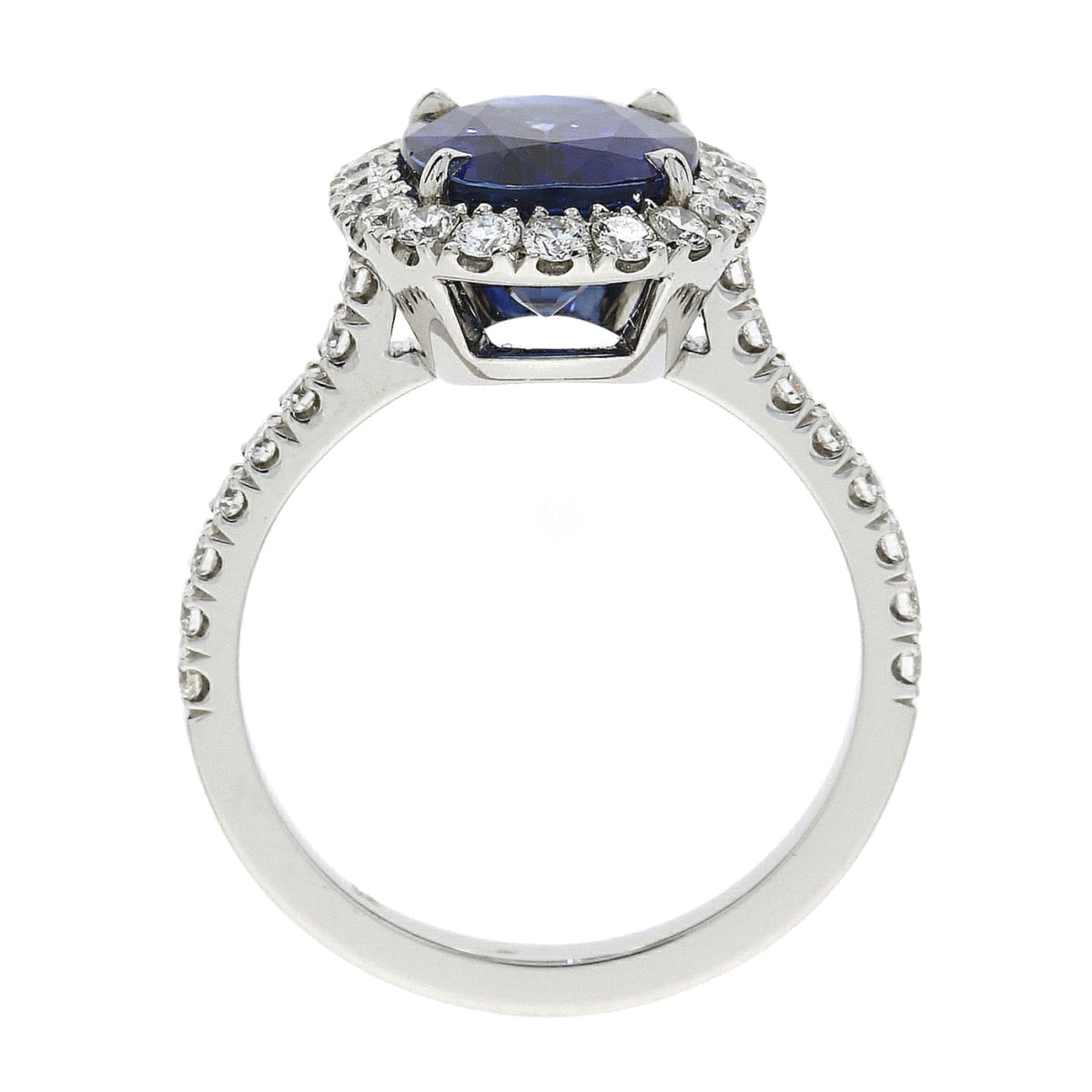 Platinum Oval Sapphire & Diamond Set Cluster Ring