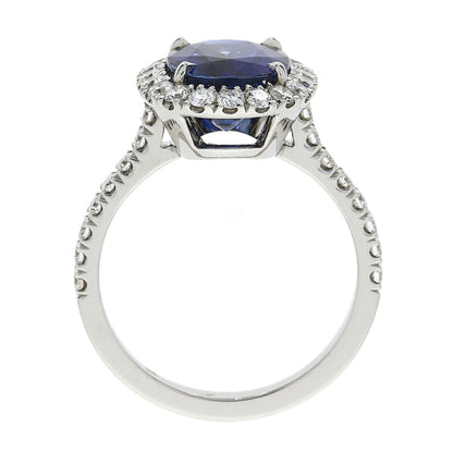 Platinum Oval Sapphire & Diamond Set Cluster Ring