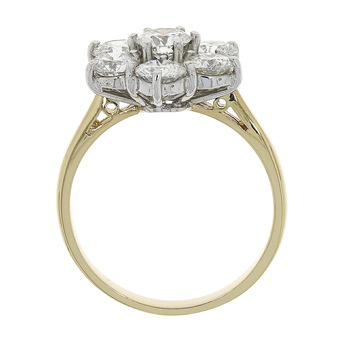 18ct Yellow & White Gold Seven Stone 2.10ct Diamond Set Cluster Ring