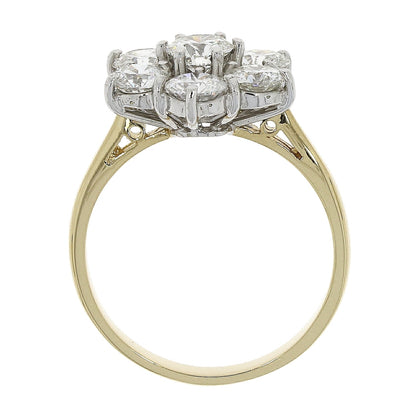 18ct Yellow & White Gold Seven Stone 2.10ct Diamond Set Cluster Ring