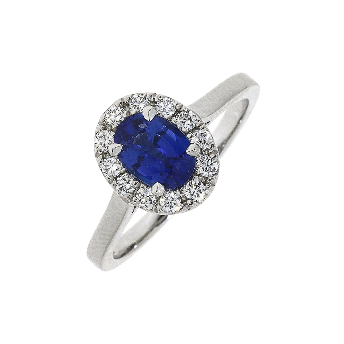 Platinum Oval Sapphire & Diamond Set Cluster Ring