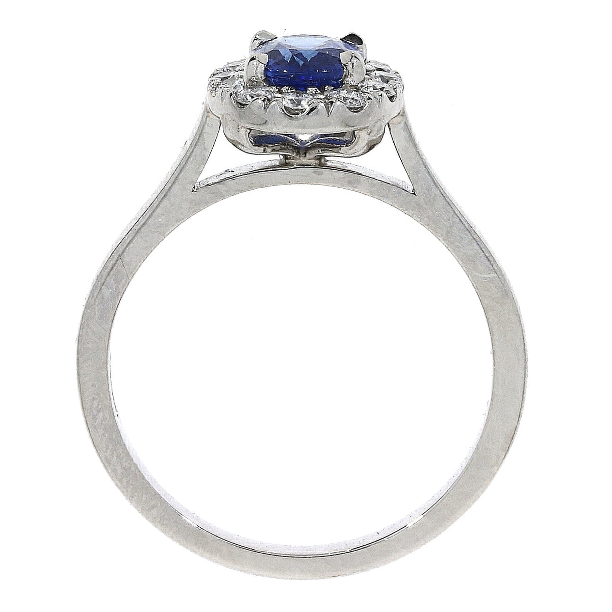 Platinum Oval Sapphire & Diamond Set Cluster Ring