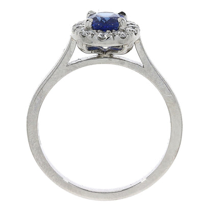 Platinum Oval Sapphire & Diamond Set Cluster Ring