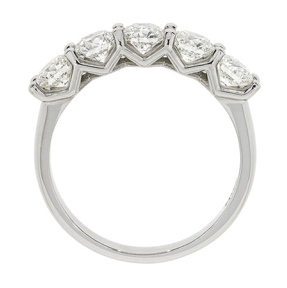 Platinum Claw Set Diamond 2.08ct Five Stone Half Eternity Ring