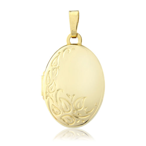 9ct Gold Oval Shape Locket Pendant Necklace 