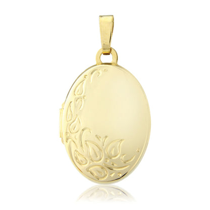 9ct Gold Oval Shape Locket Pendant Necklace 
