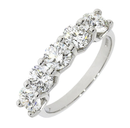 Platinum Claw Set Diamond 2.08ct Five Stone Half Eternity Ring