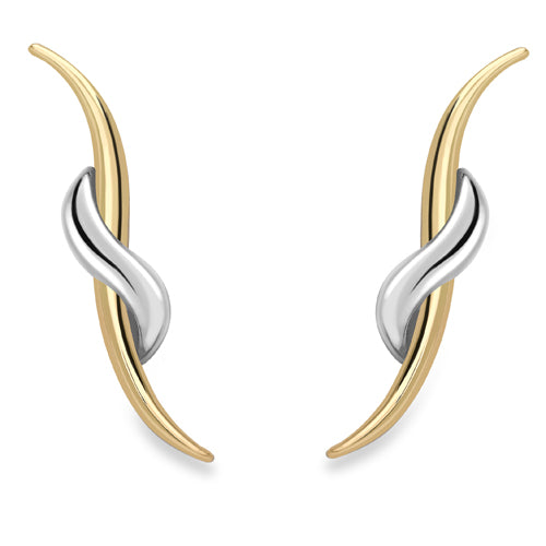 9ct Yellow & White Gold Twisted Tube Stud Earrings