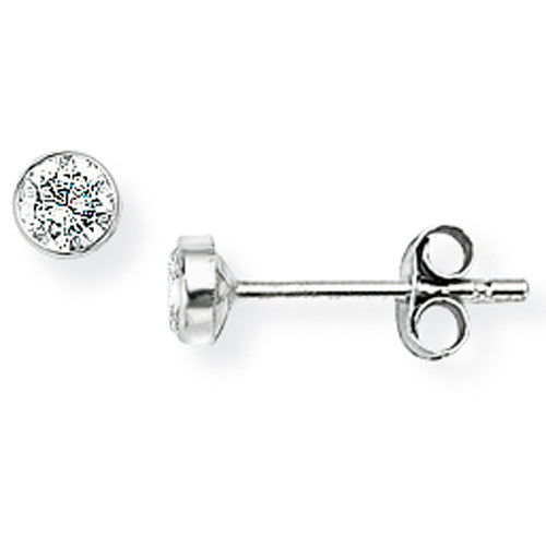 9ct White Gold Rubover Set 3mm Cubic Zirconia Stud Earrings