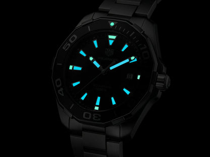 TAG Heuer Aquaracer Black Dial & Bezel Stainless Steel Mens Quartz Watch WAY101A.BA0746