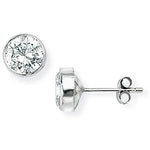 9ct White Gold Rubover Set 6mm Cubic Zirconia Stud Earrings