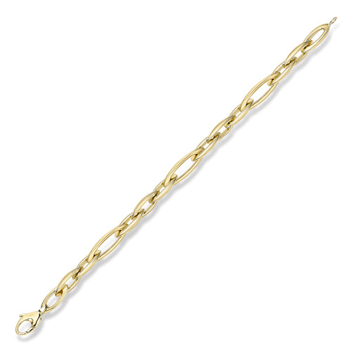 9ct Yellow Gold Matt & Polished Oval Design Link Bracelet