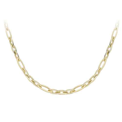 9ct Yellow Gold Matt & Polished Oval Design Link Necklace