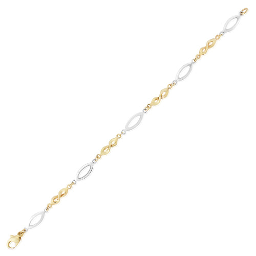 9ct Yellow & White Gold Oval and Twist Link Bracelet