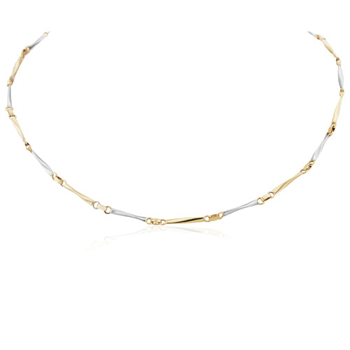 9ct Yellow & White Gold Twisted Bar Link Collar Necklace