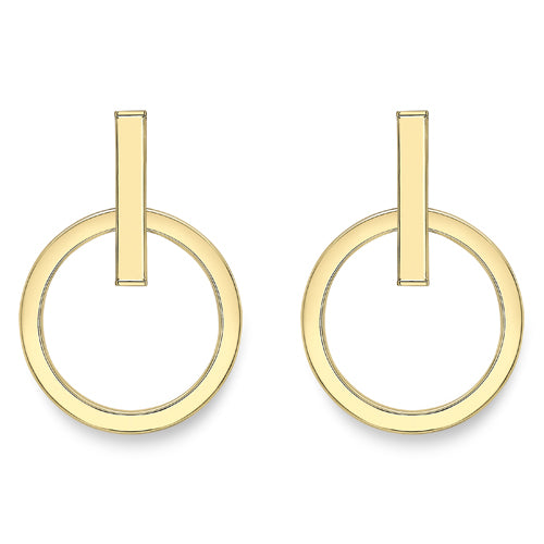 9ct Yellow Gold Circle Drop Earrings