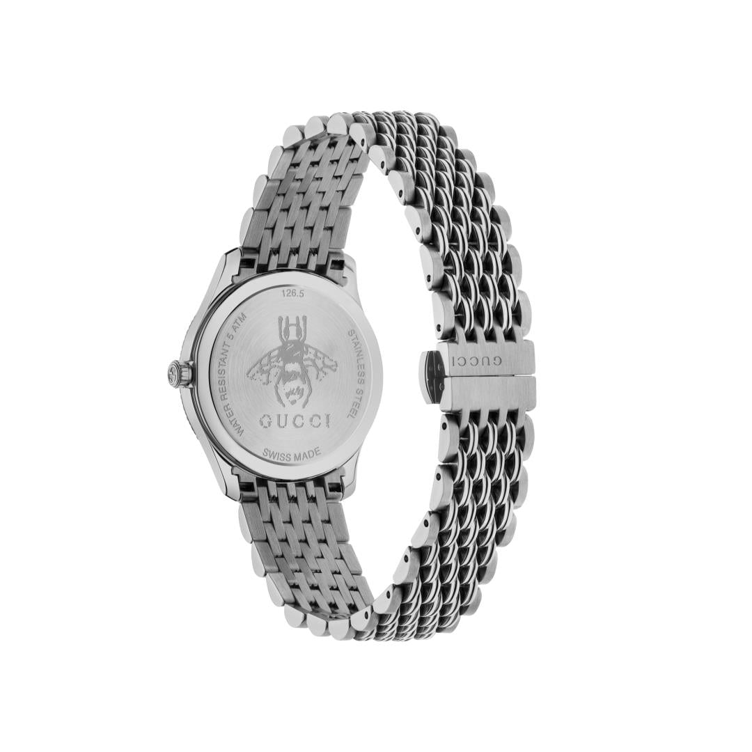 Gucci G-Timeless Silver Dial Slim Bee Stainless Steel Womens Quartz Watch YA1265019