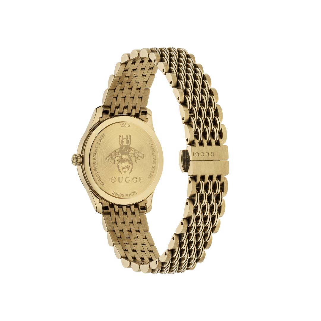 Gucci G-Timeless Silver Dial Slim Bee PVD Gold Plated Womens Quartz Watch YA1265021