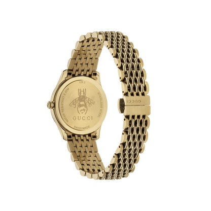 Gucci G-Timeless Silver Dial Slim Bee PVD Gold Plated Womens Quartz Watch YA1265021